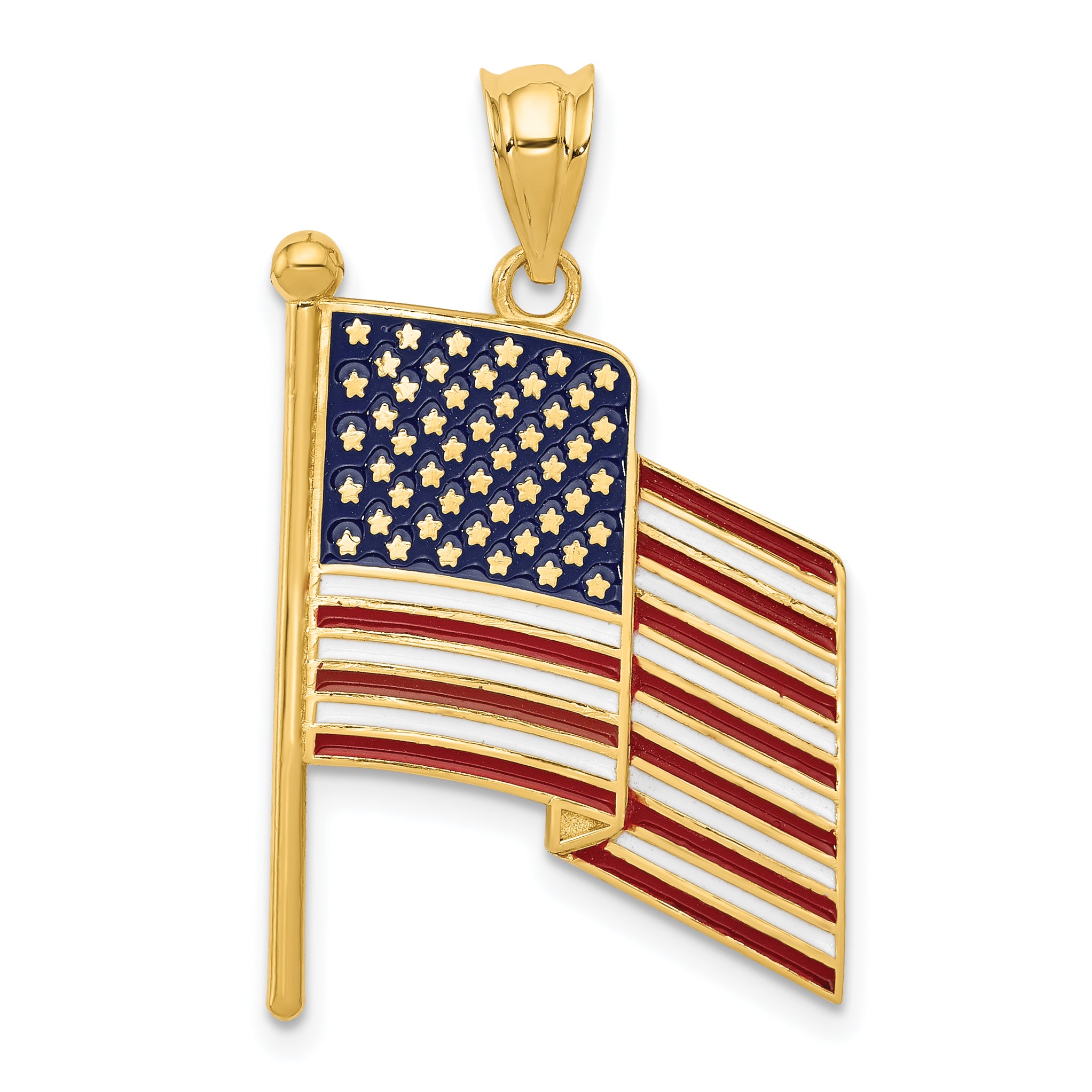 14K Enameled Flag Pendant Main image