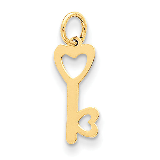 Hearts Key Charm in 14K Yellow Gold, 20mm - Sophia Jewelers