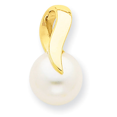 14K 8-9mm White Button Freshwater Cultured Pearl Pendant Slide Main image