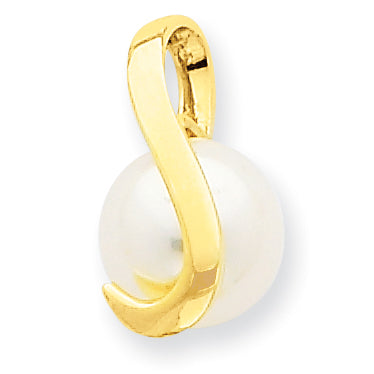 14K 8-9mm White Button Freshwater Cultured Pearl Pendant Slide Main image