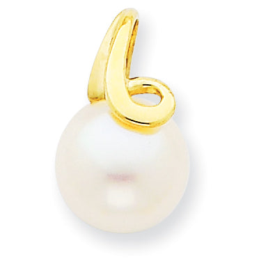 14K 8-9mm White Button Freshwater Cultured Pearl Pendant Slide