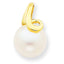 14K 8-9mm White Button Freshwater Cultured Pearl Pendant Slide