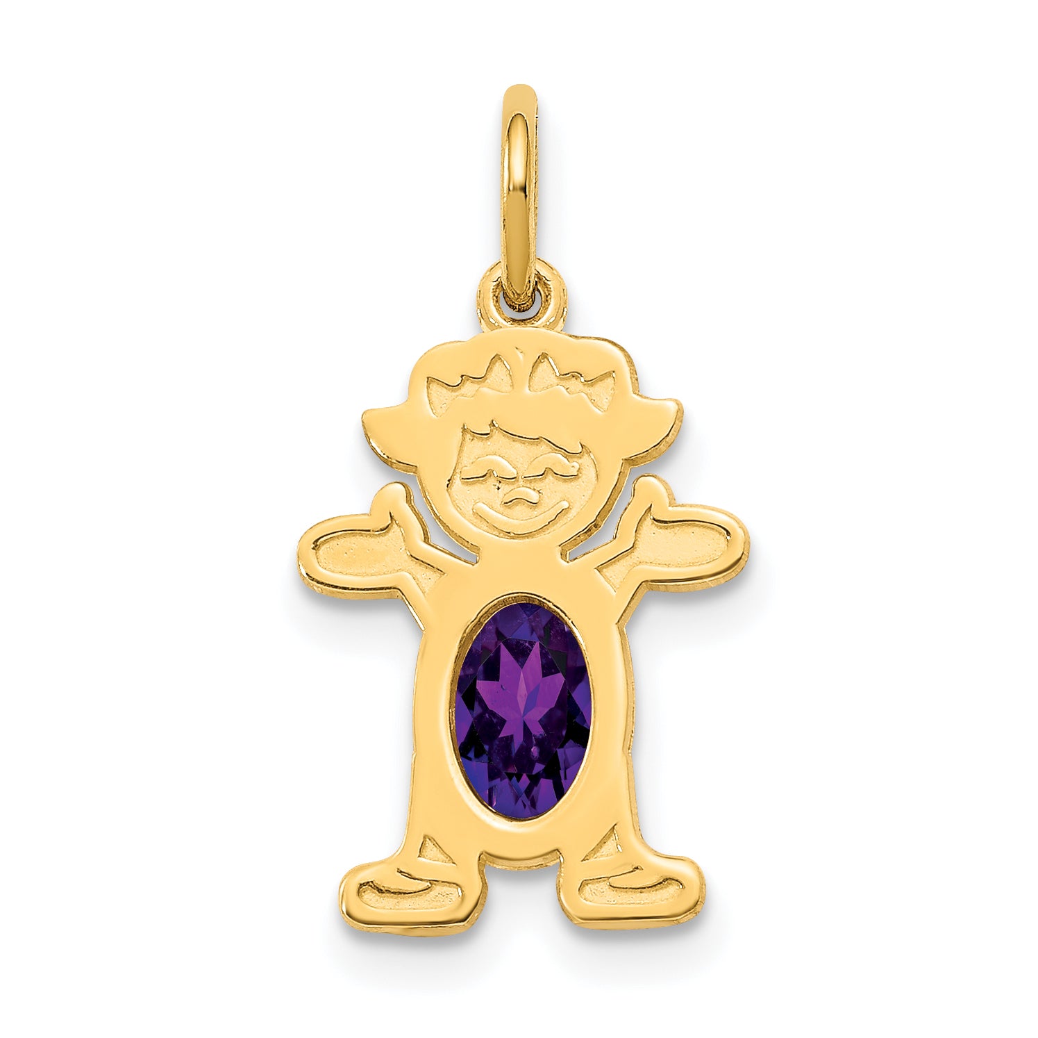 14K Girl 6x4 Oval Genuine Amethyst-February Main image