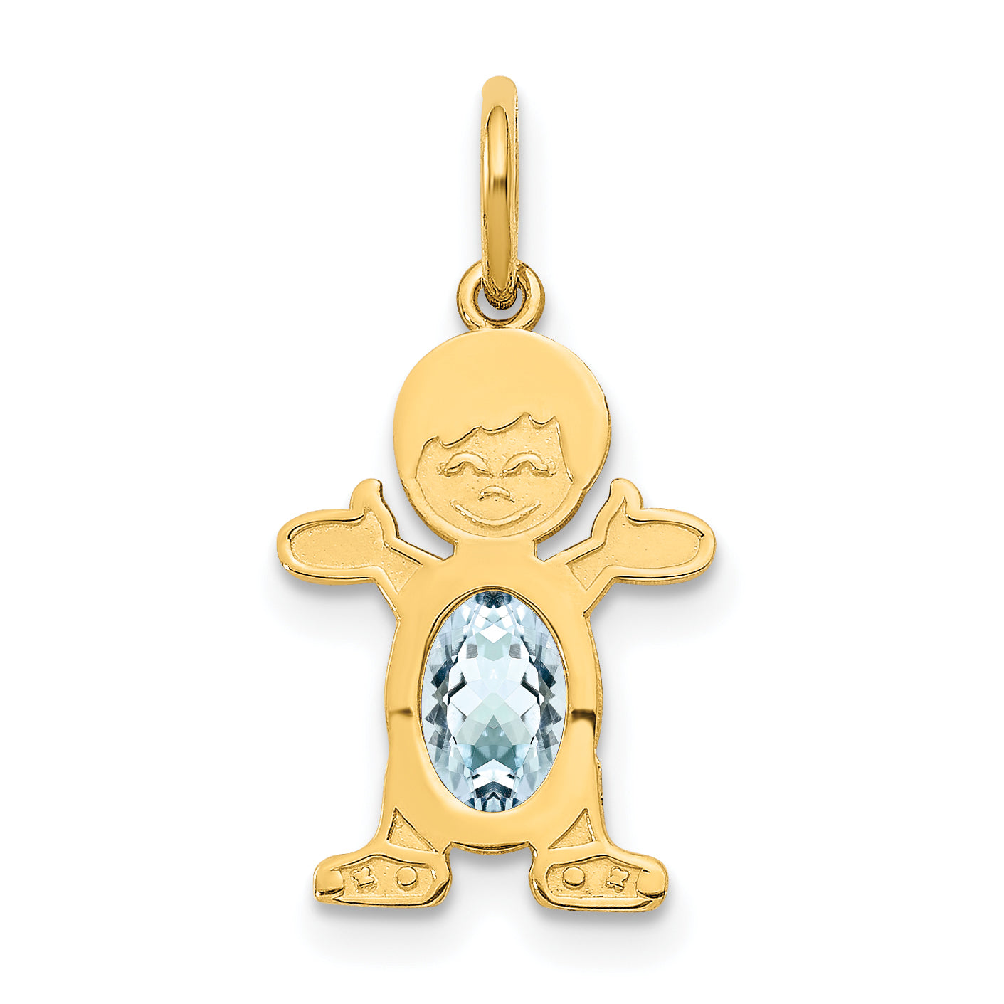 14K Boy 6x4 Oval Genuine Aquamarine-March