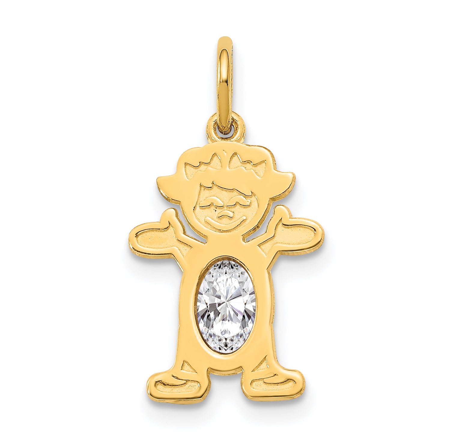 14K Girl 6x4 Oval Genuine White Topaz-April