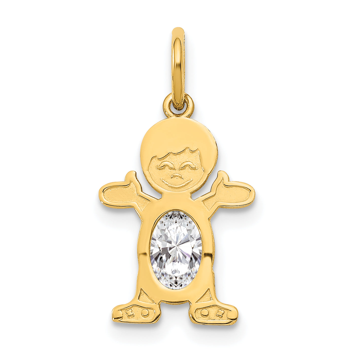 14K Boy 6x4 Oval Genuine White Topaz-April Main image
