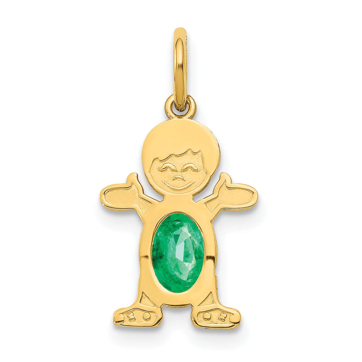 14K Boy 6x4 Oval Genuine Emerald-May