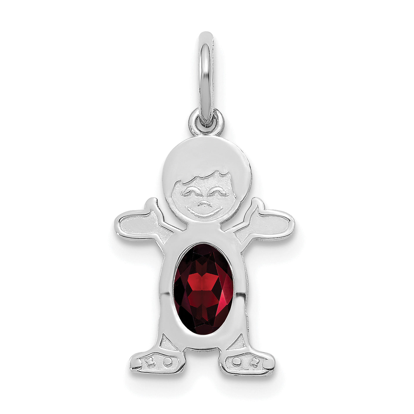 14K White Gold Boy 6x4 Oval Genuine Garnet-January Main image