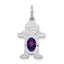 14K White Gold Boy 6x4 Oval Genuine Amethyst-February