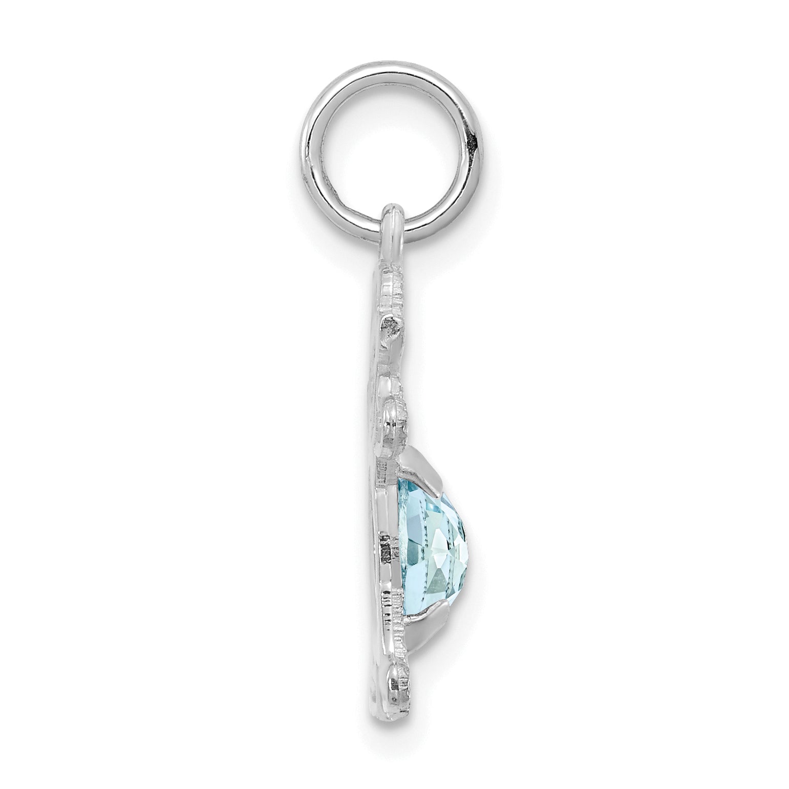 14K White Gold Girl 6x4 Oval Genuine Aquamarine-March Secondary image