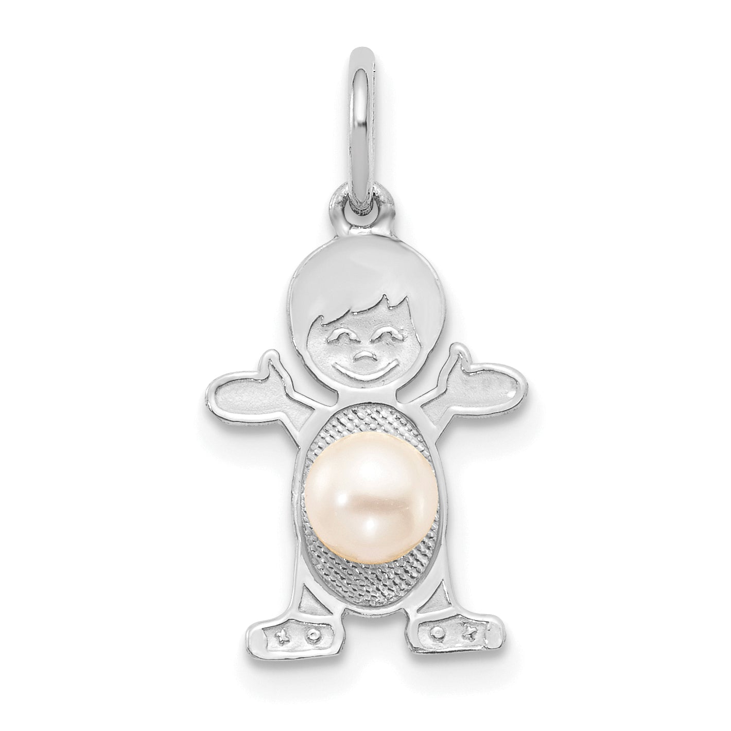 14K White Gold Boy 4mm FW Cultured Pearl-June Main image