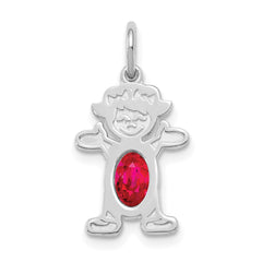 14K White Gold Girl 6x4 Oval Genuine Ruby-July