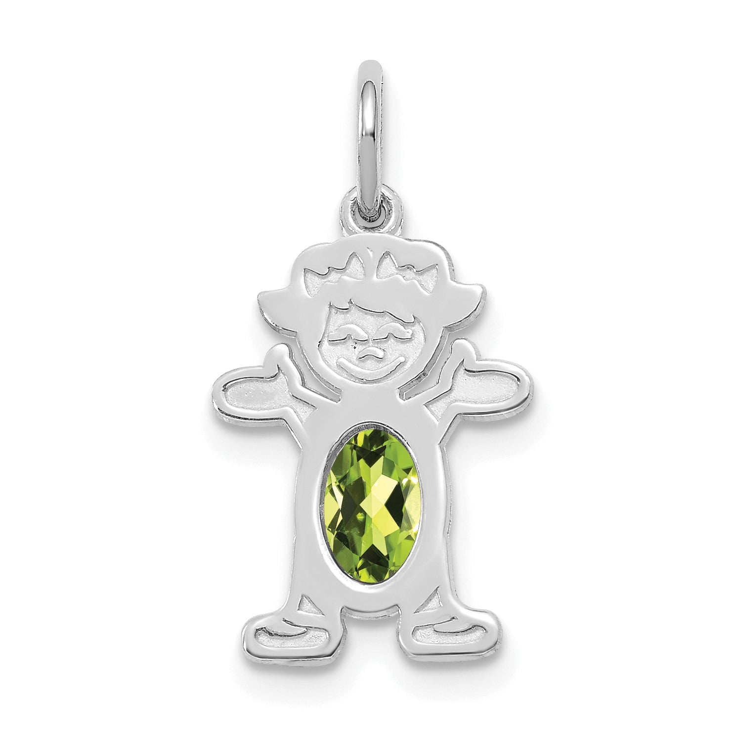 14K White Gold Girl 6x4 Oval Genuine Peridot-August Main image