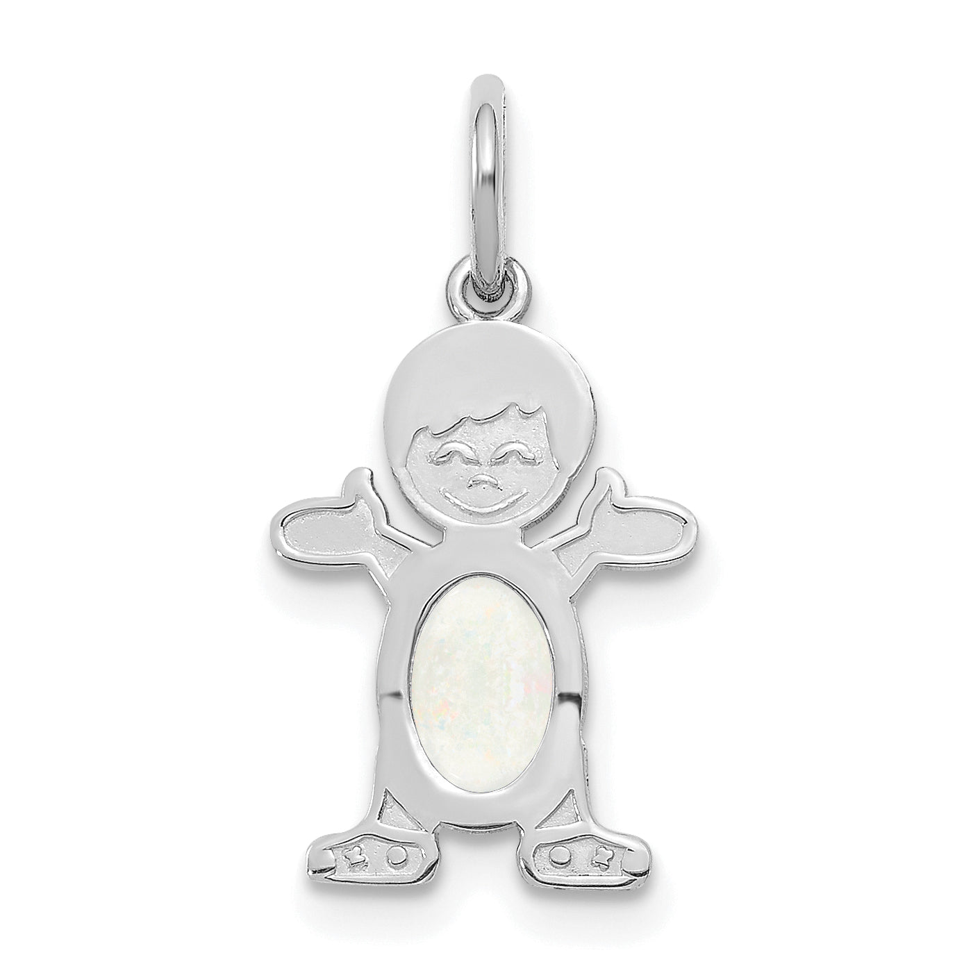 14K White Gold Boy 6x4 Oval Genuine Opal-October Main image