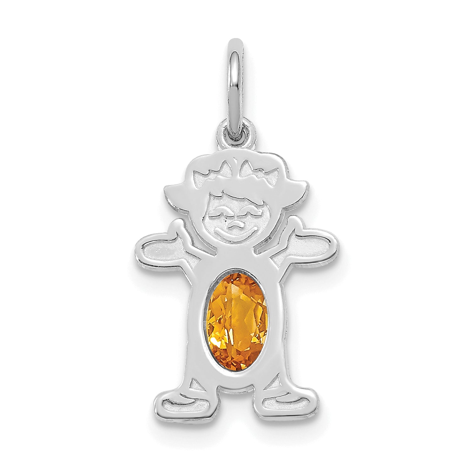14K White Gold Girl 6x4 Oval Genuine Citrine-November Main image