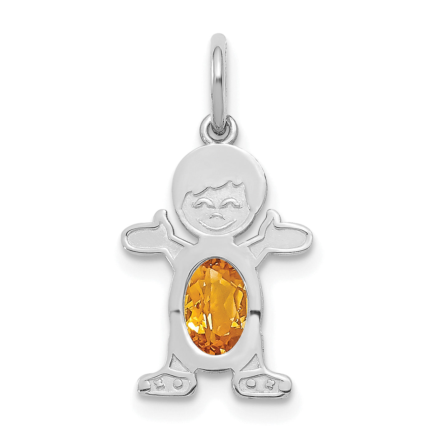 14K White Gold Boy 6x4 Oval Genuine Citrine-November Main image