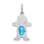 14K White Gold Boy 6x4 Oval Genuine Blue Topaz-December