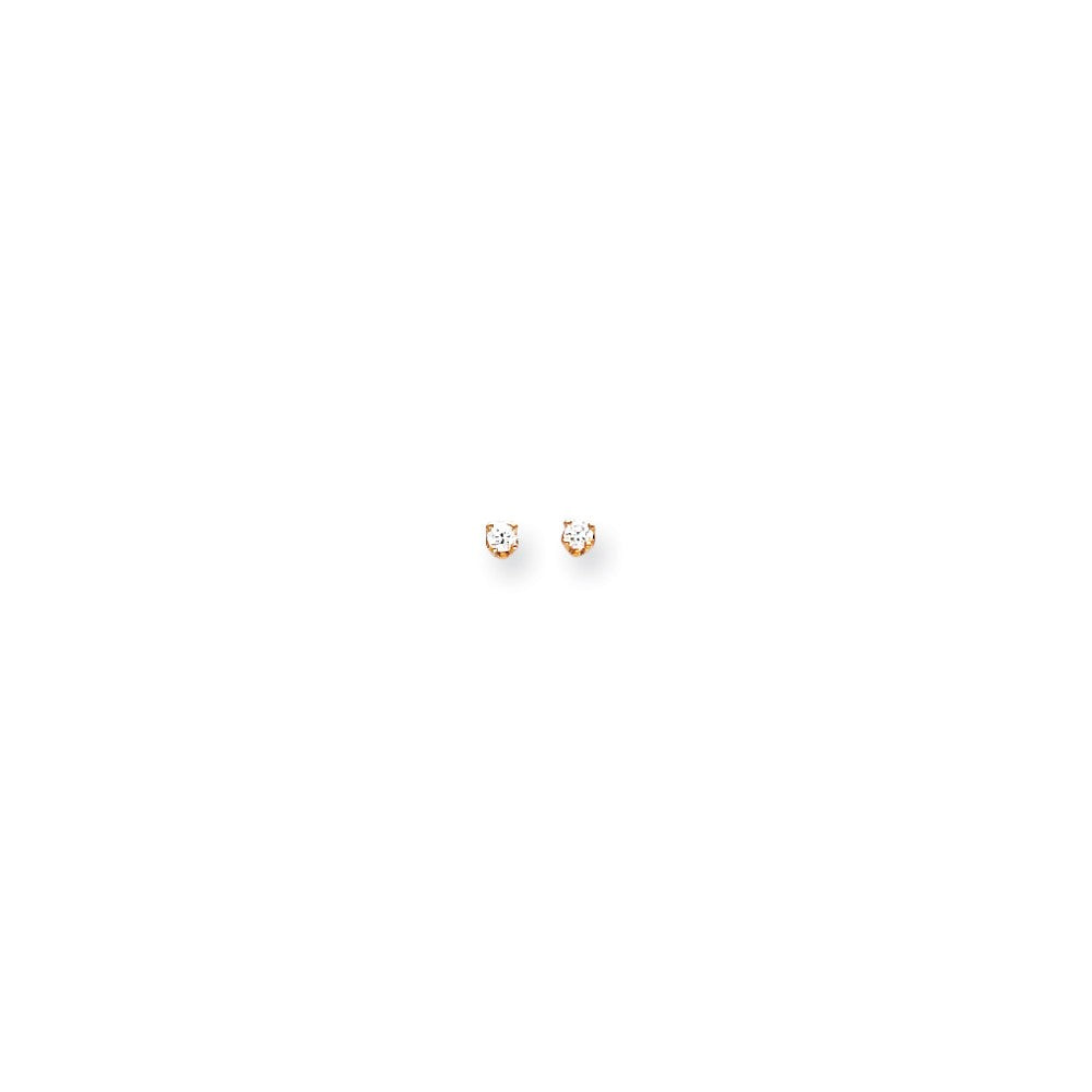 14k 2.25mm Round Stud Earring Mounting w/backs
