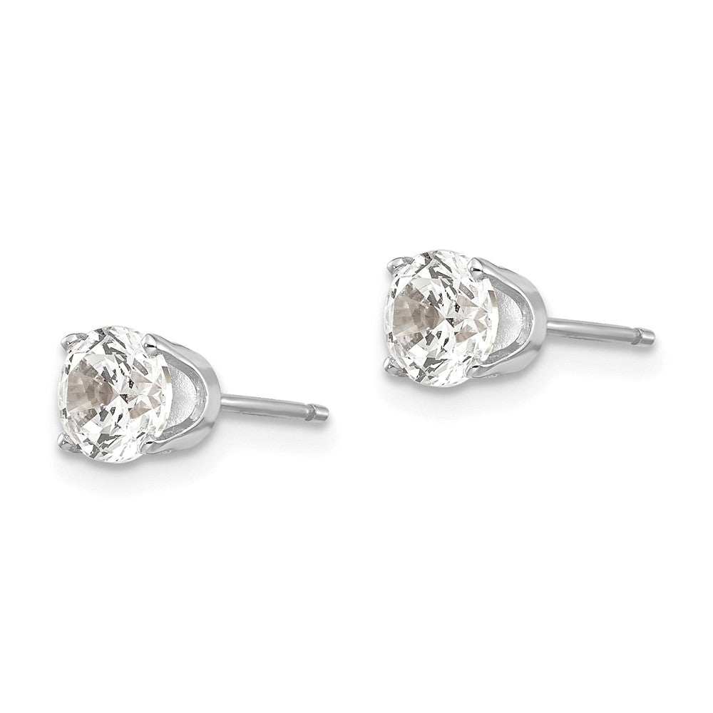 14K White Gold 5mm Round Stud Earring Mounting With backs Secondary image