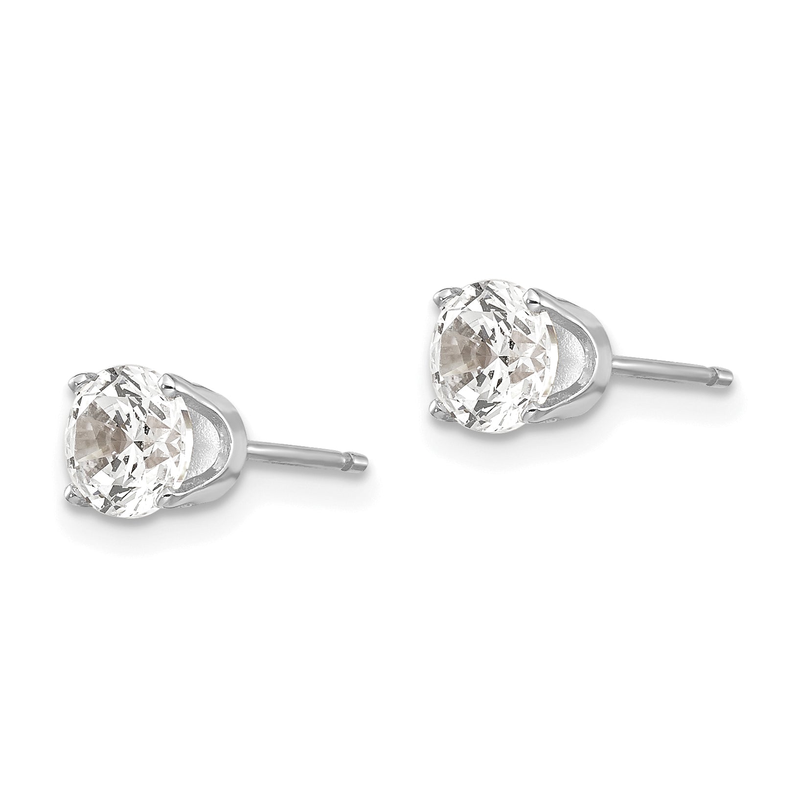14k White Gold 5mm CZ stud earrings Secondary image