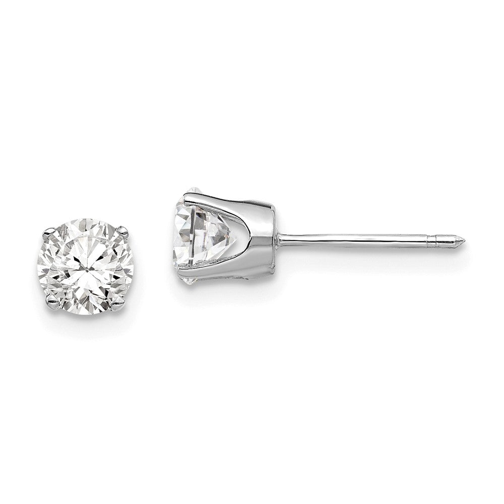 14K White Gold 5mm Round Stud Earring Mounting With backs Main image