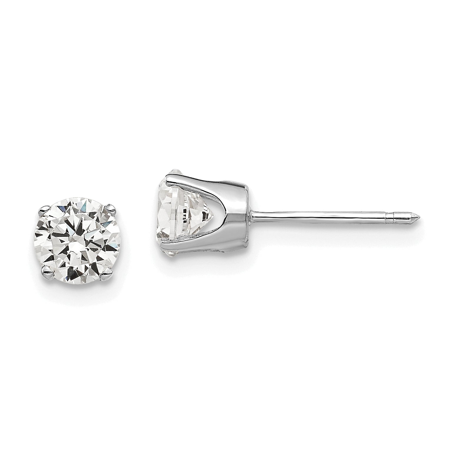 14k White Gold 5mm CZ stud earrings