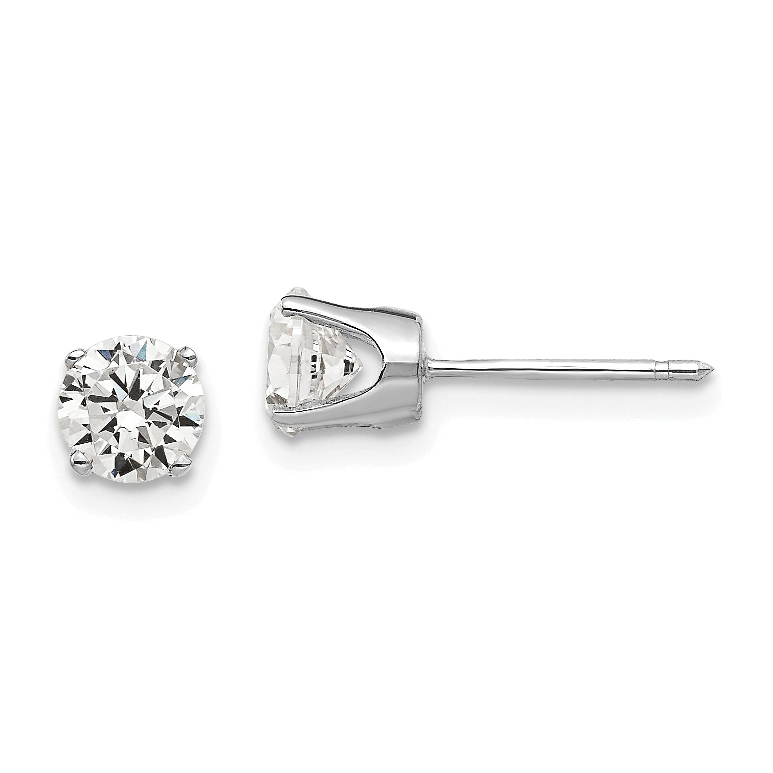 14k White Gold 5mm CZ stud earrings Main image