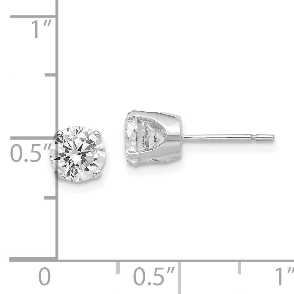 14k White Gold 5.75mm CZ stud earrings