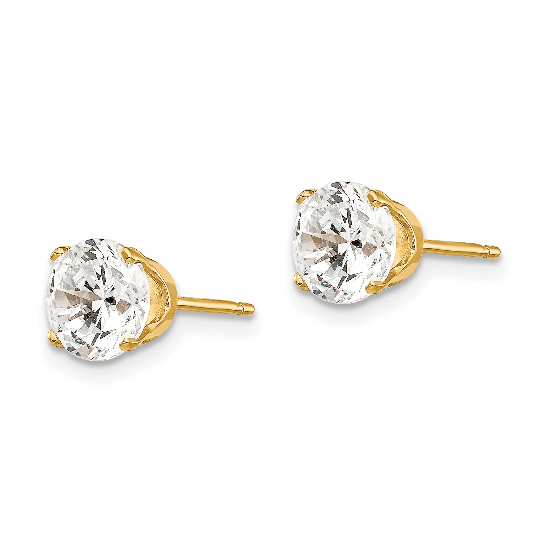 14k 6.5mm CZ stud earrings Secondary image