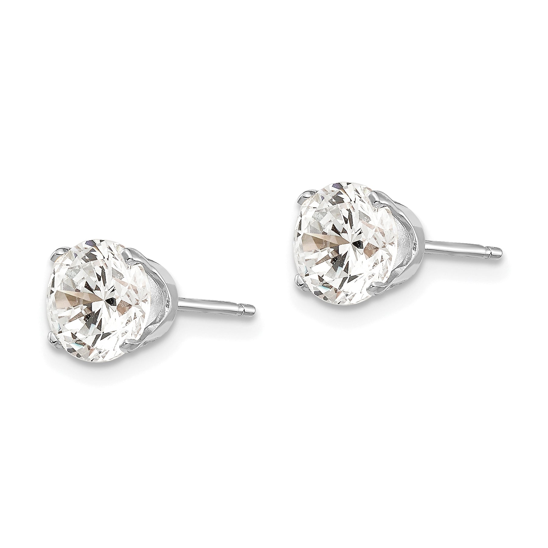 14k White Gold 6.5mm CZ stud earrings Secondary image