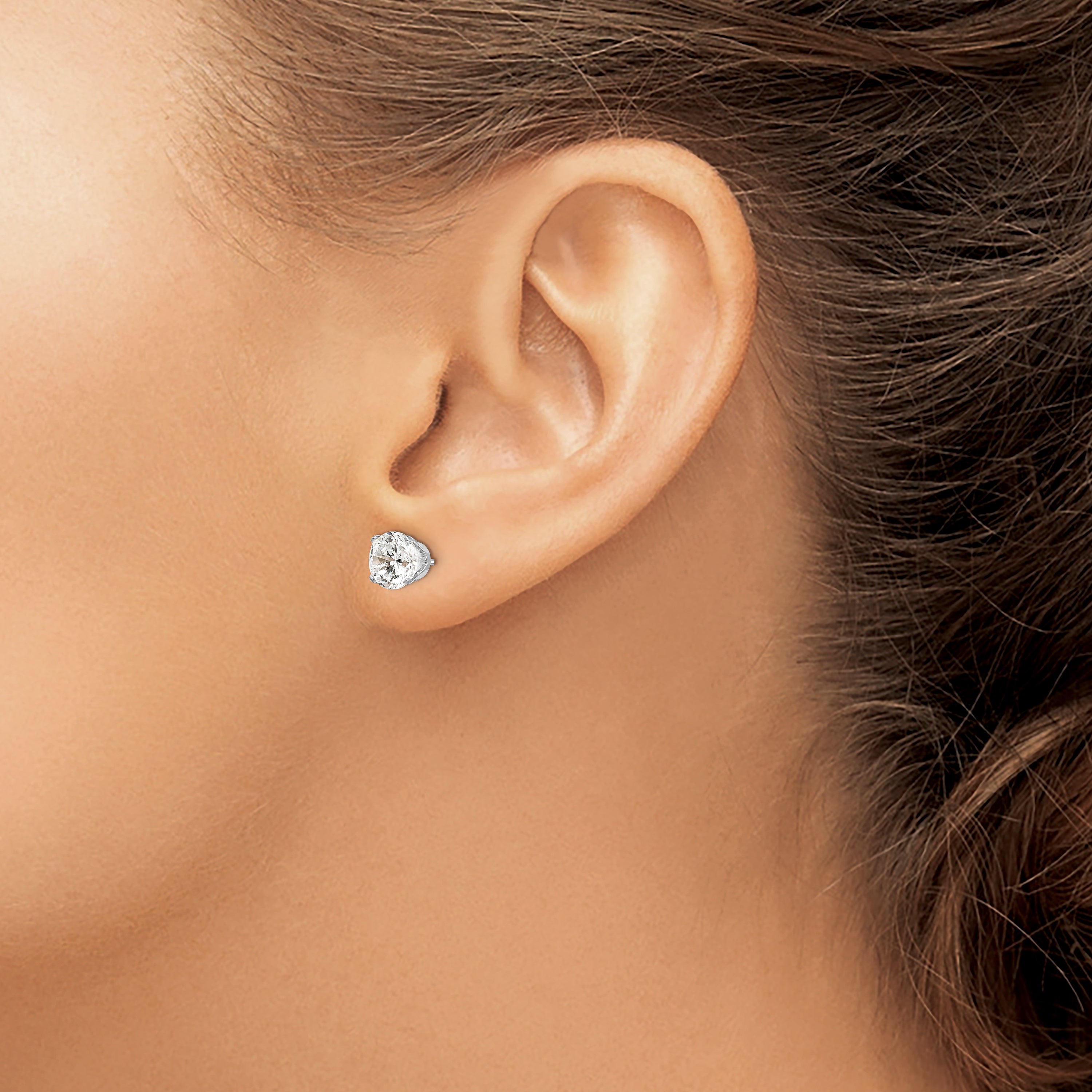 14k White Gold 6.5mm CZ stud earrings