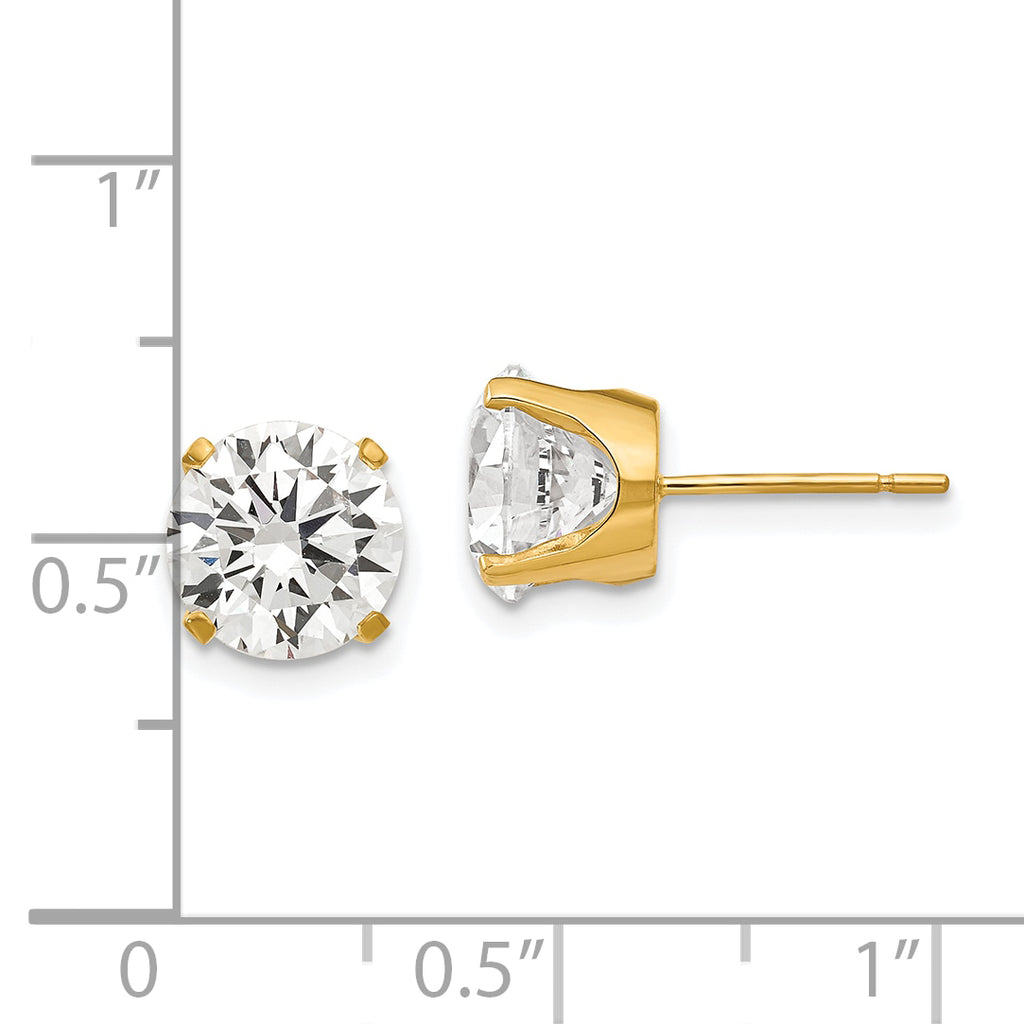 14k 8mm CZ stud earrings