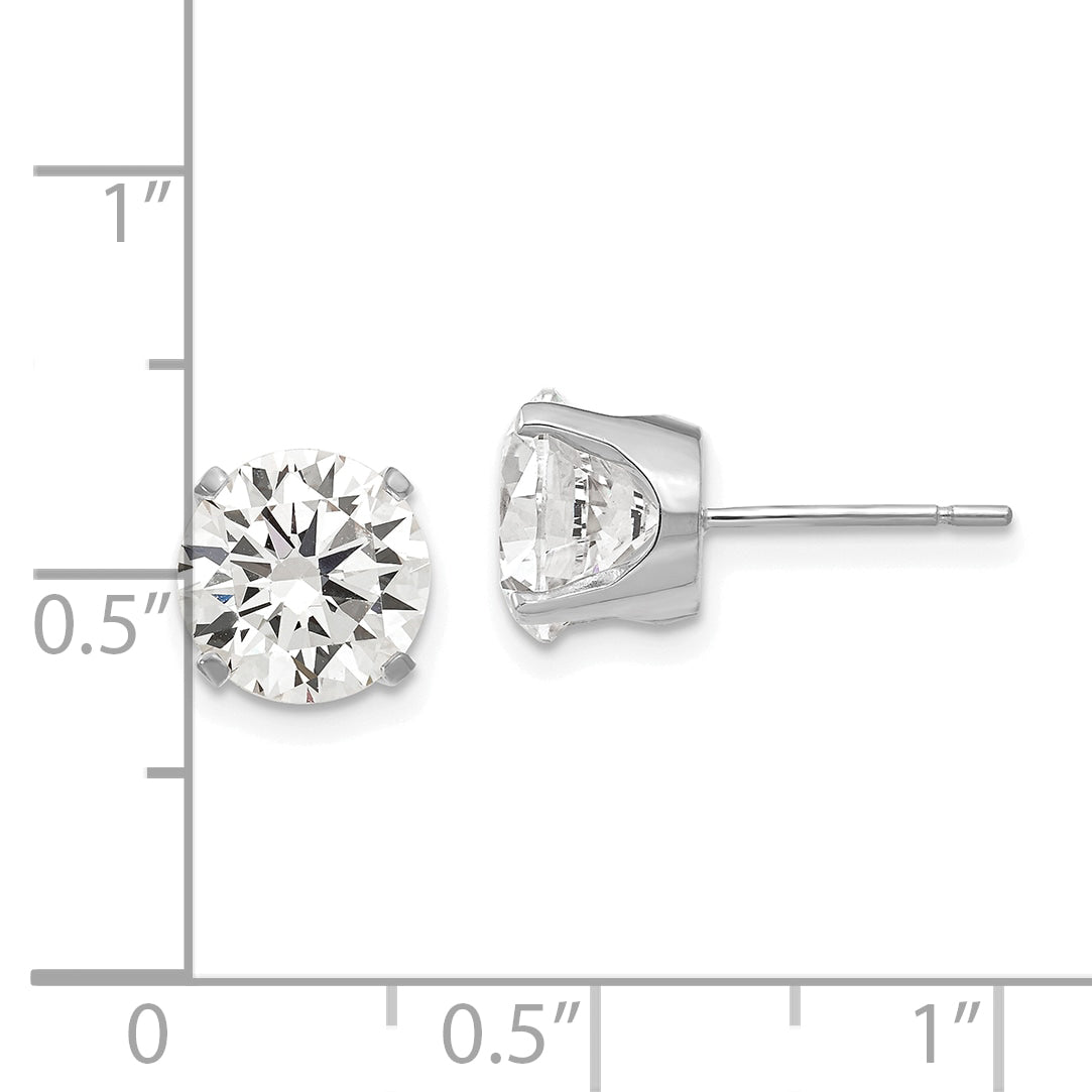 14k White Gold 8mm CZ stud earrings