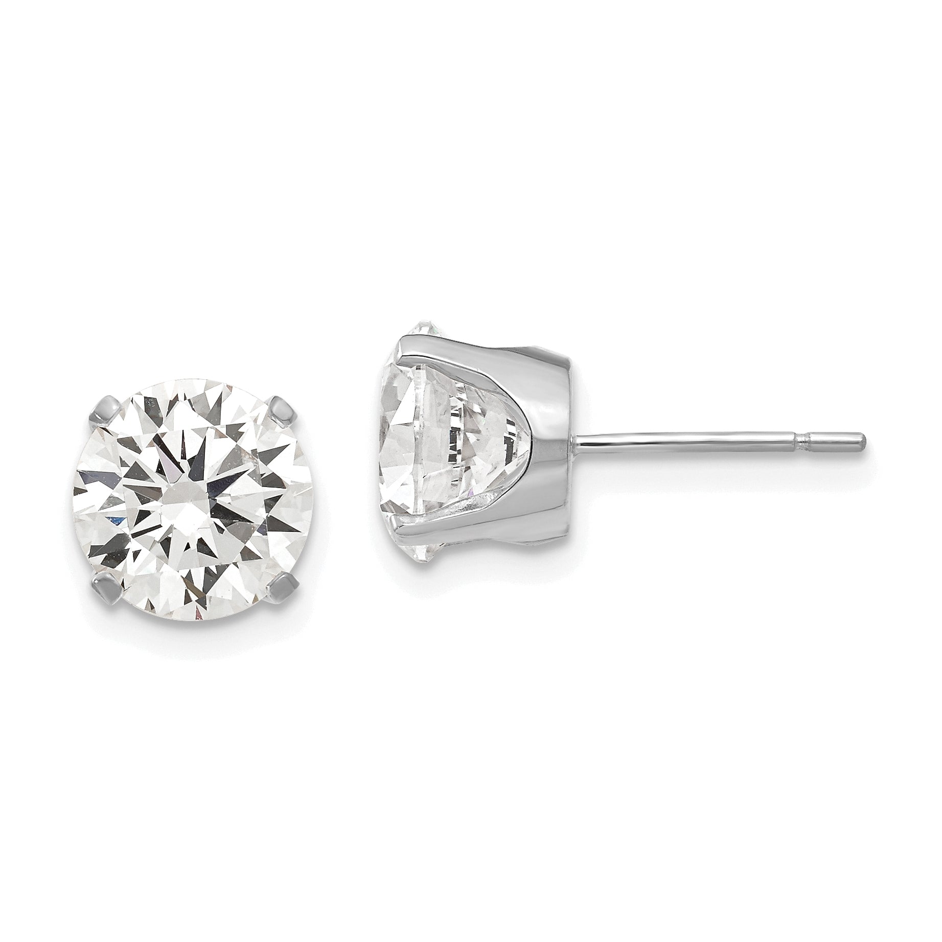 14k White Gold 8mm CZ stud earrings Main image