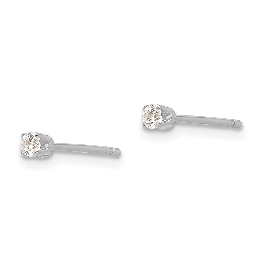 14K White Gold 2.25mm Round Stud Earring Mounting With backs Secondary image