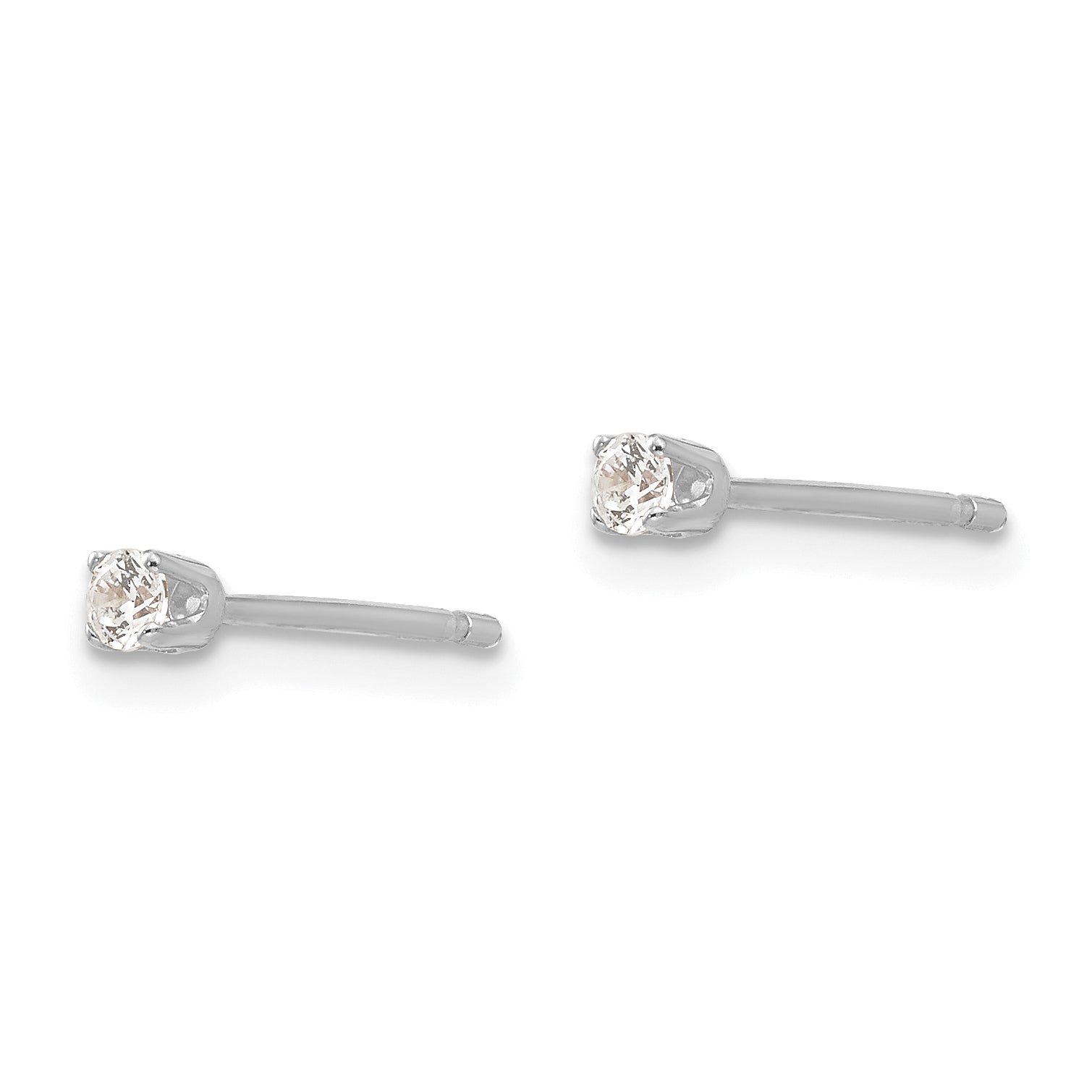 14k White Gold 2.25mm CZ stud earrings Secondary image