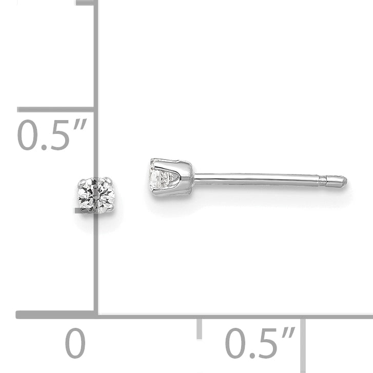 14k White Gold 2.25mm CZ stud earrings