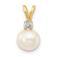 14K 6mm White FW Cultured Pearl AA Diamond Pendant