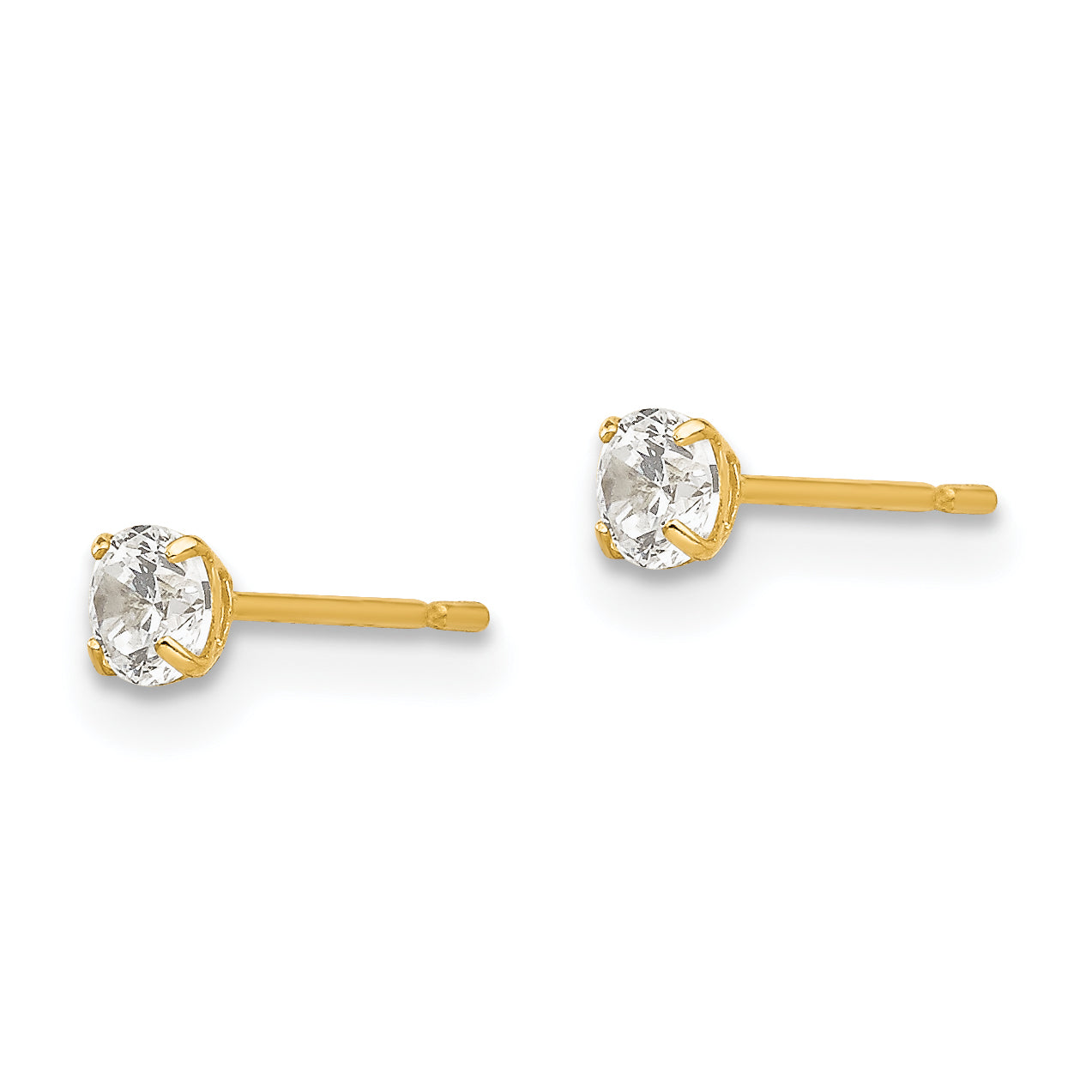 14k 3mm Round CZ Post Earrings Secondary image