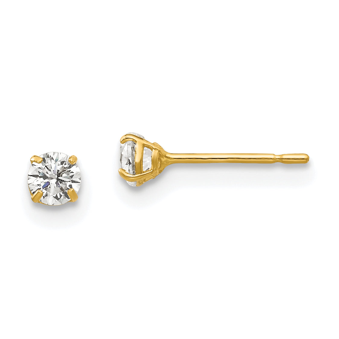 14k 3mm Round CZ Post Earrings Main image