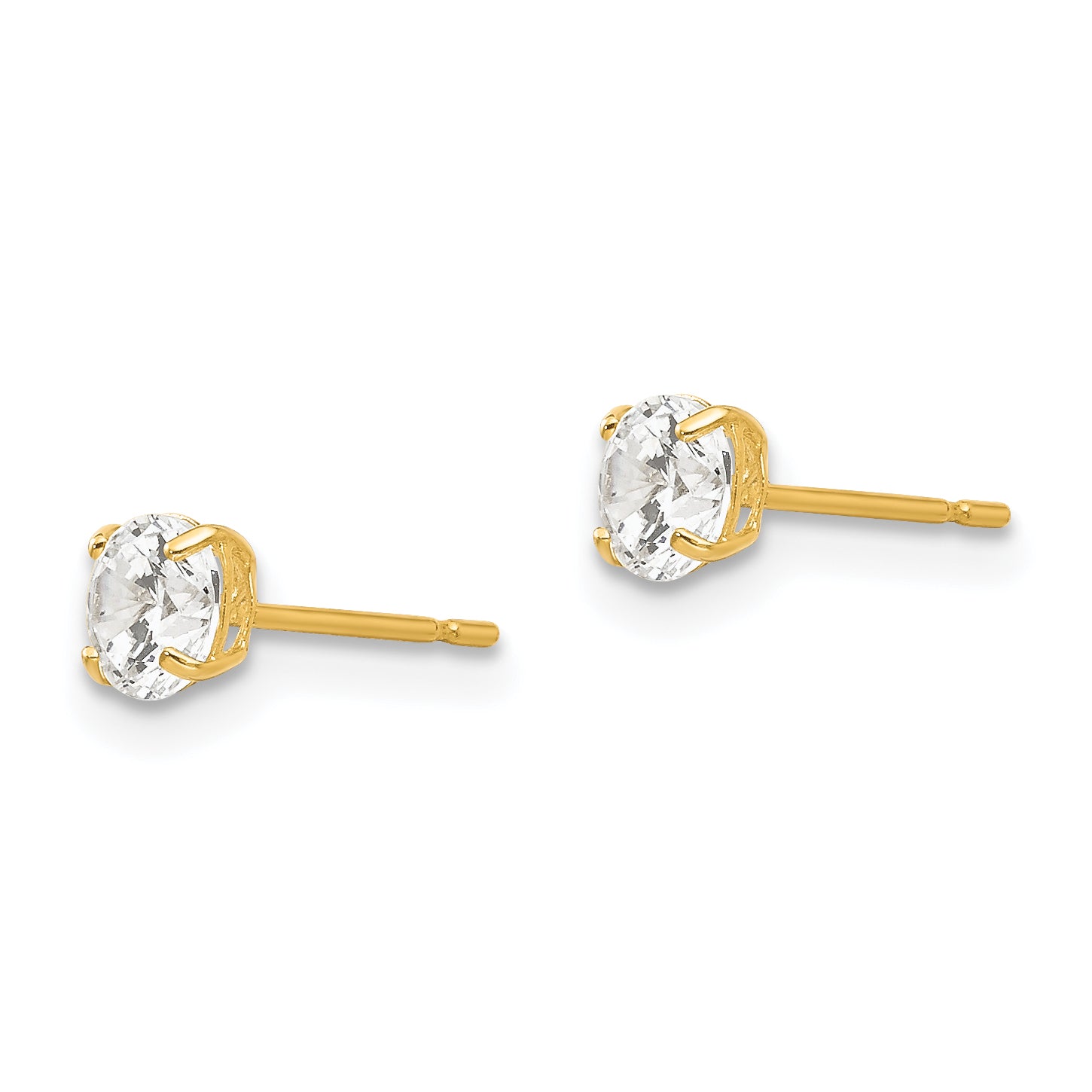 Round CZ Stud Earrings in 14K Yellow Gold