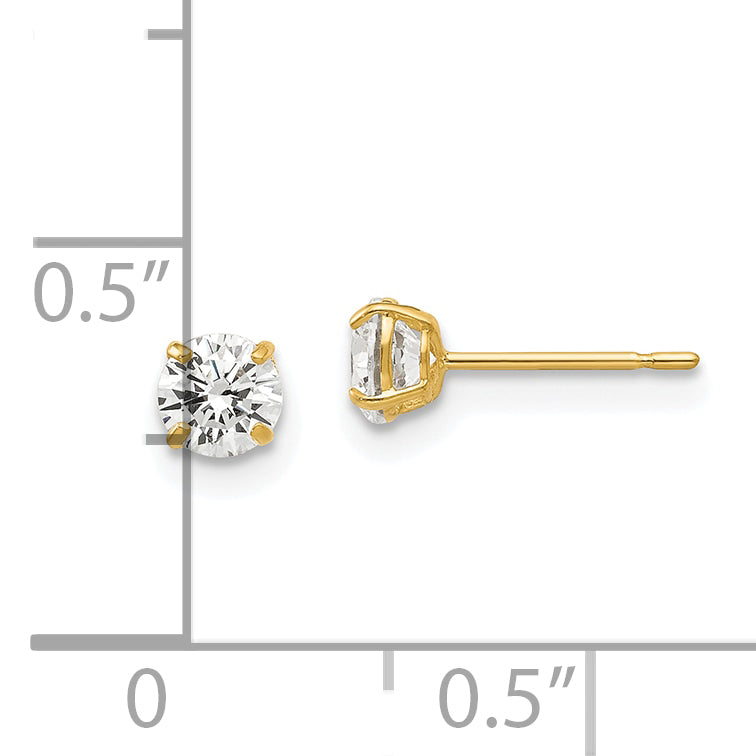 Round CZ Stud Earrings in 14K Yellow Gold