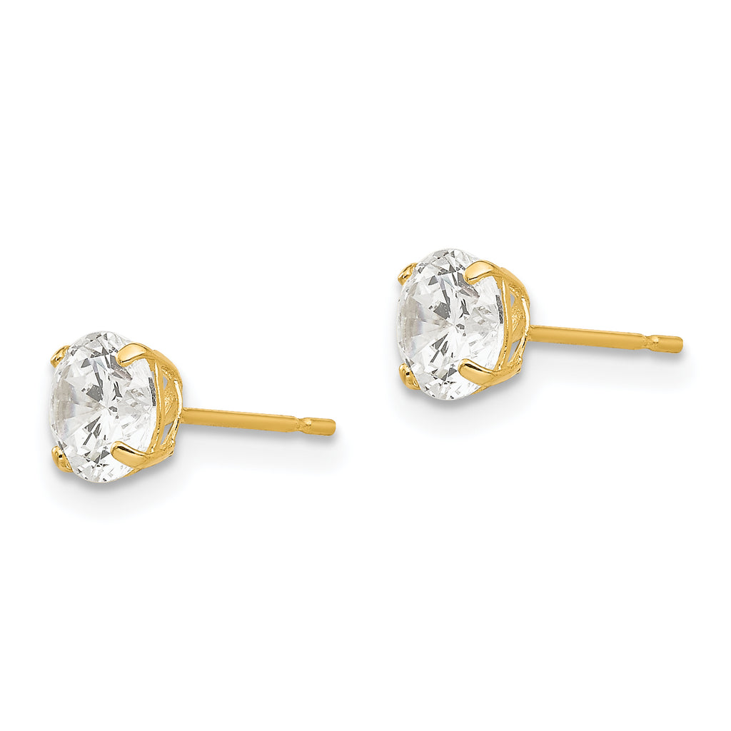 Round CZ Stud Earrings in 14K Yellow Gold
