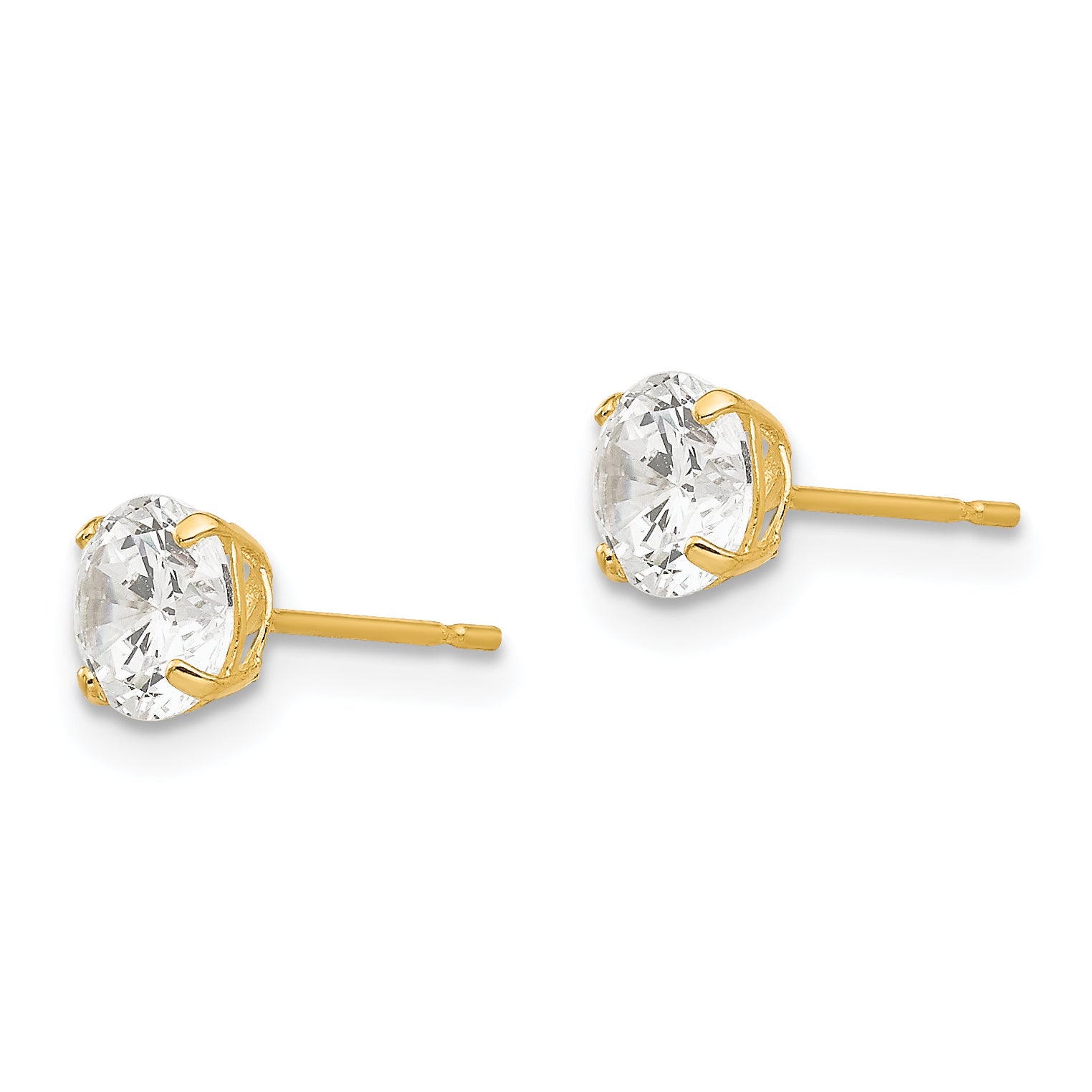 Round CZ Stud Earrings in 14K Yellow Gold