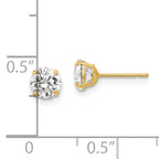 Round CZ Stud Earrings in 14K Yellow Gold