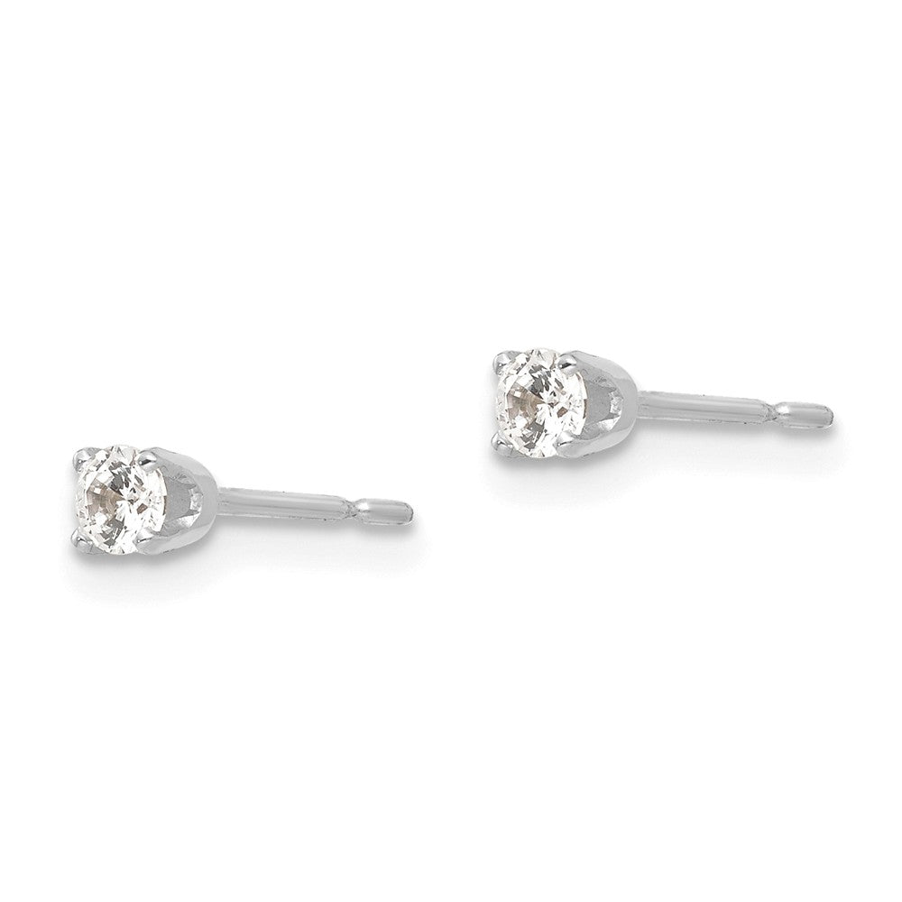 14K White Gold 2.75mm Round Stud Earring Mounting With backs Secondary image