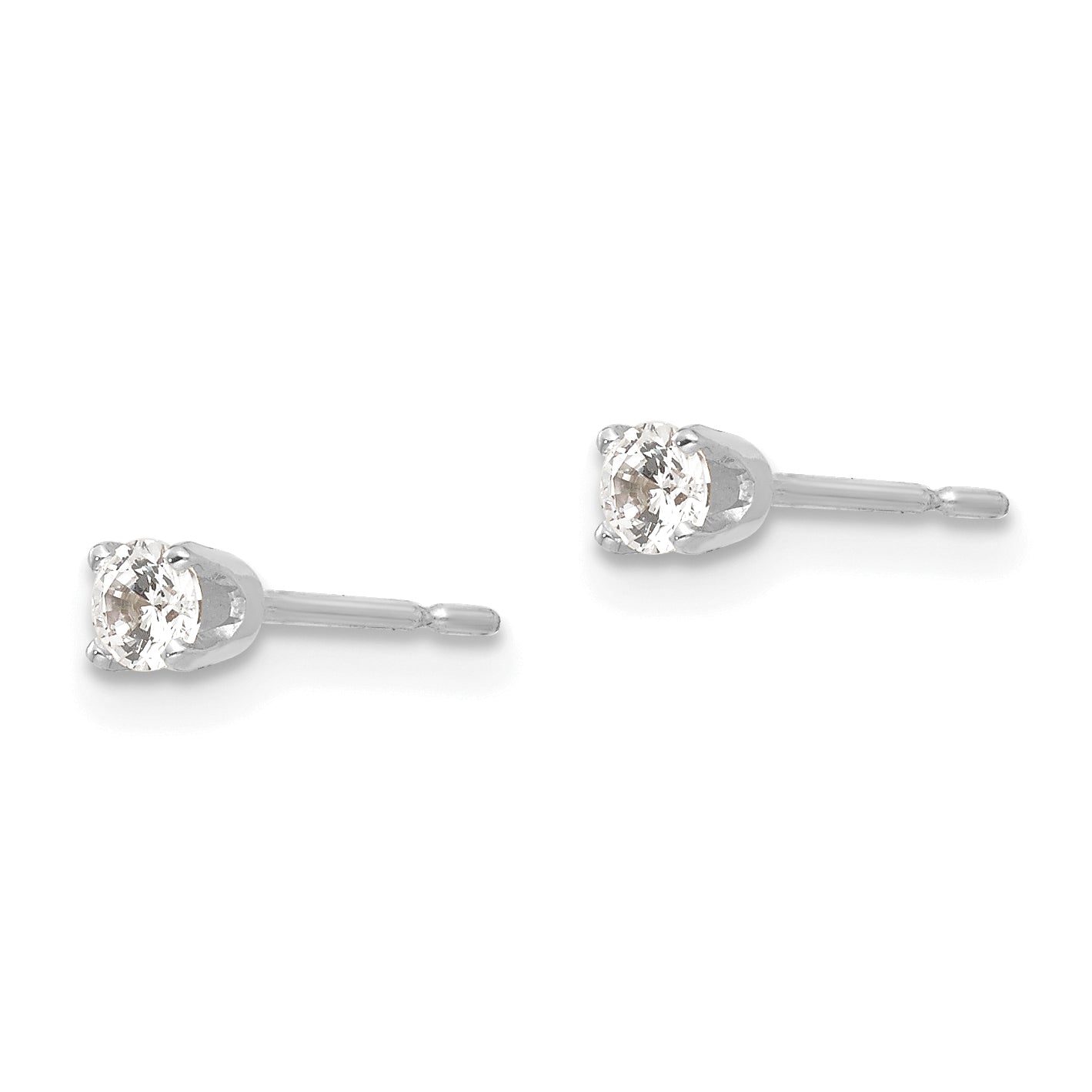 14k White Gold 2.75mm CZ stud earrings Secondary image