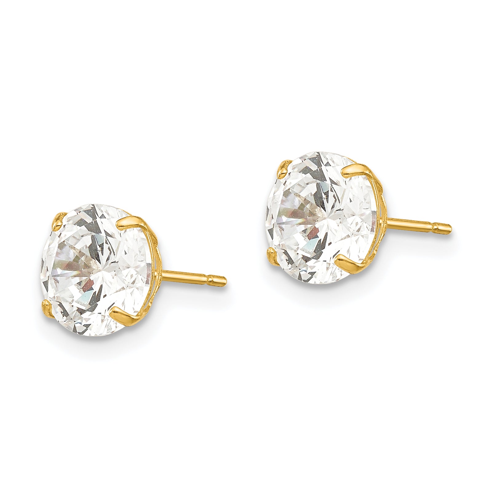 14k 7mm Round CZ Post Earrings Secondary image