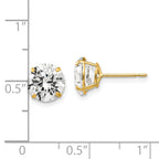 14k 8mm Round CZ Post Earrings