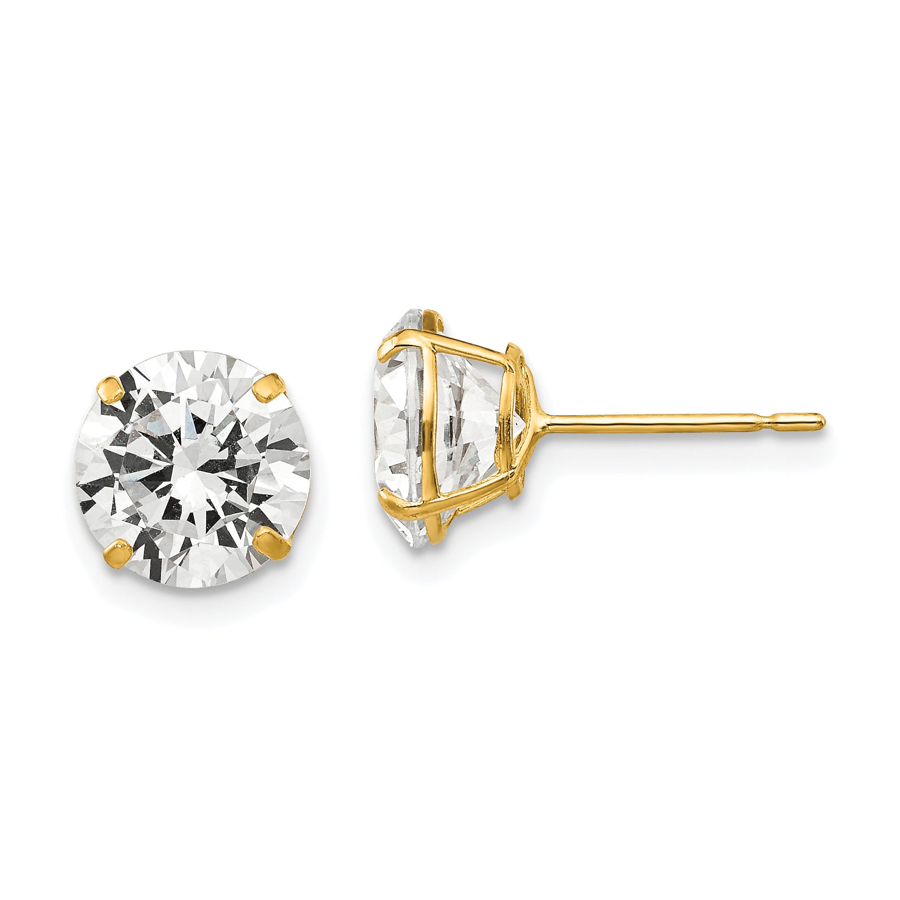 14k 8mm Round CZ Post Earrings Main image